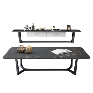 意式轻奢岩板电视柜北欧简约小户型岩板电视柜实木腿大理石电视柜