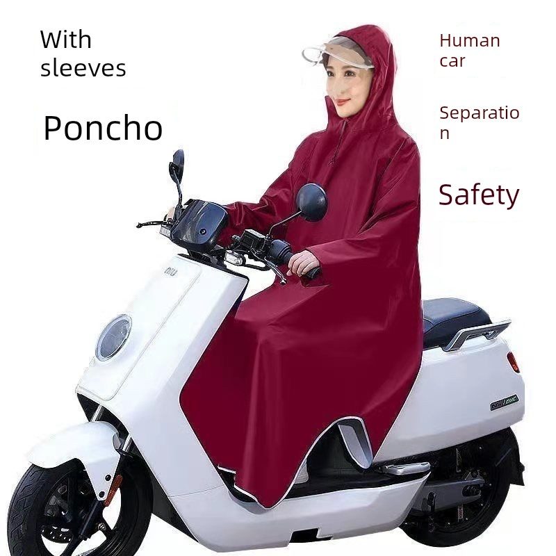 带袖雨衣电动车大帽檐电瓶车雨披单人男女自行车加厚雨衣防雨加大