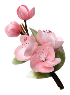 非遗手工绒花桃花胸针