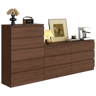 YDD非实木钢制组合五斗柜中古风玄关柜卧室墙边床头边柜子原木色