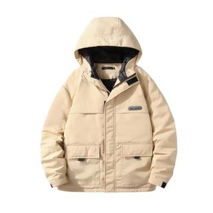 冲锋衣羽绒服男款冬季2025新款宽松白鸭绒工装外套九江源头羽绒服