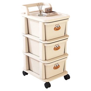 零食置物架落地可移动小推车家用抽屉式收纳柜多层客厅玩具储物柜
