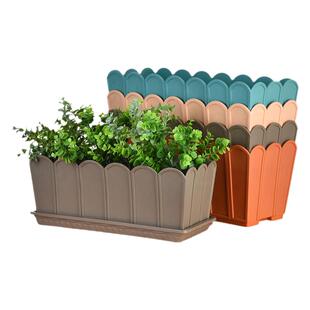 欧式田园塑料花盆长方形花箱栅栏式花槽阳台种植箱盆栽特大种菜盆