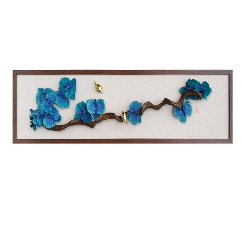 新中式扇形立体花卉挂画餐厅