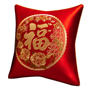 中式红色客厅沙发方形抱枕床上靠垫床头靠枕办公室靠背靠山可拆洗