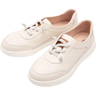 暇步士免系带休闲女鞋春季新款单鞋真皮百搭小白鞋轻便通勤皮鞋