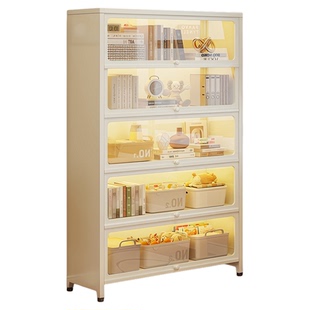 安居客客厅展示柜钢制书柜带玻璃门家用儿童防尘杂志铁皮柜墙边柜