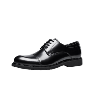 【李健同款】HauttonJeans黑色德比鞋2025新款男士商务皮鞋新郎鞋