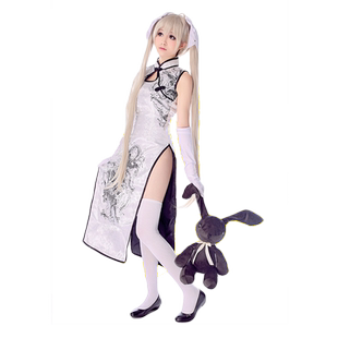 穹妹旗袍cos 缘之空 春日野穹cosplay服装假发送手套袜子头饰全套