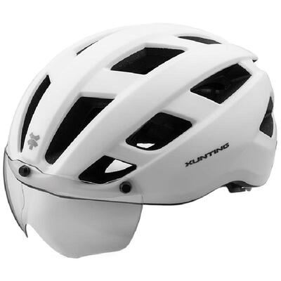 骑行头盔女护目风镜一体