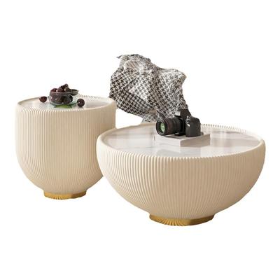 茶几桌客厅家用轻奢ins创意现代简约网红圆形岩板茶几组合小户型