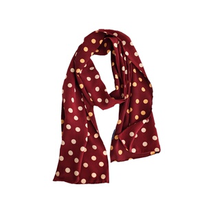 手工双绉丨100%桑蚕丝波尔多红圆点真丝双面薄款围巾春秋高端丝巾