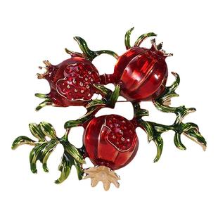 紫罗兰三柳胸针高档女精致奢华水果红石榴森系胸花小众设计感别针