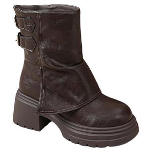 星期六美拉德靴子女2025秋冬新款爆款马丁加绒短靴堆堆裤管骑士靴