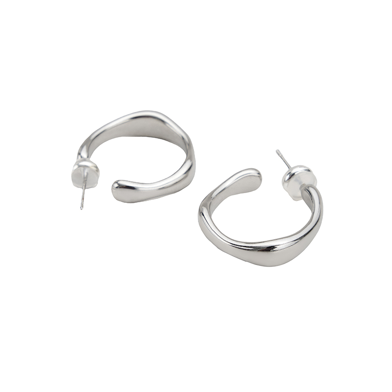 NIYOSHINE不规则C型耳环耳钉2025新款爆款高级感素圈耳挂耳饰女