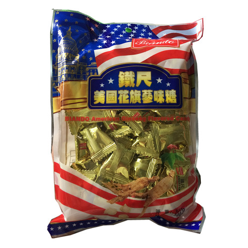 美国袋装包装铁尺原粒花旗参味糖润喉糖人参糖600g家庭装包邮