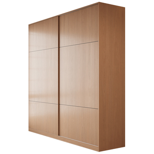 定制全实木原木风推拉门衣柜家用卧室收纳储物柜移门衣橱橡木柜子