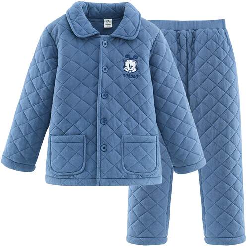 巴布豆儿童睡衣男童秋冬季加厚纯棉女童家居服套装男孩宝宝中大童
