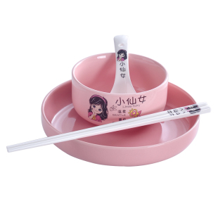 家庭分餐套装碗碟碗筷专人专用一家人家用全家福陶瓷亲子卡通餐具