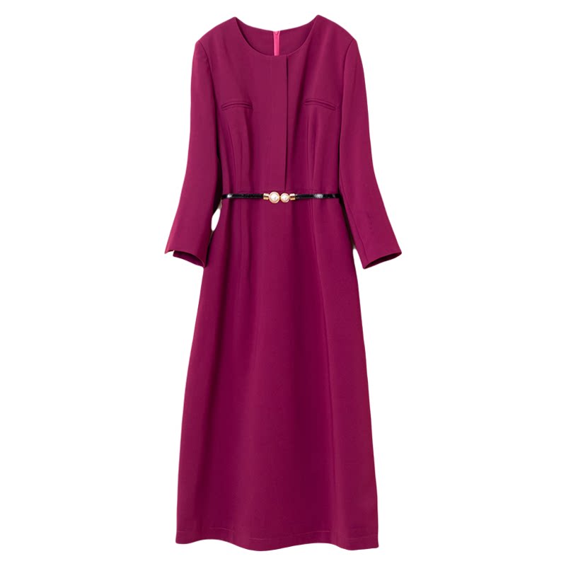 紫色晚礼服大码连衣裙女2026秋冬新款喜婆婆妈妈宴会胖妹妹中长裙