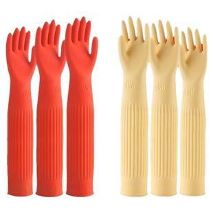 东方红手套家务洗碗厨房耐用防滑55cm加长乳胶洗衣服防滑耐酸碱