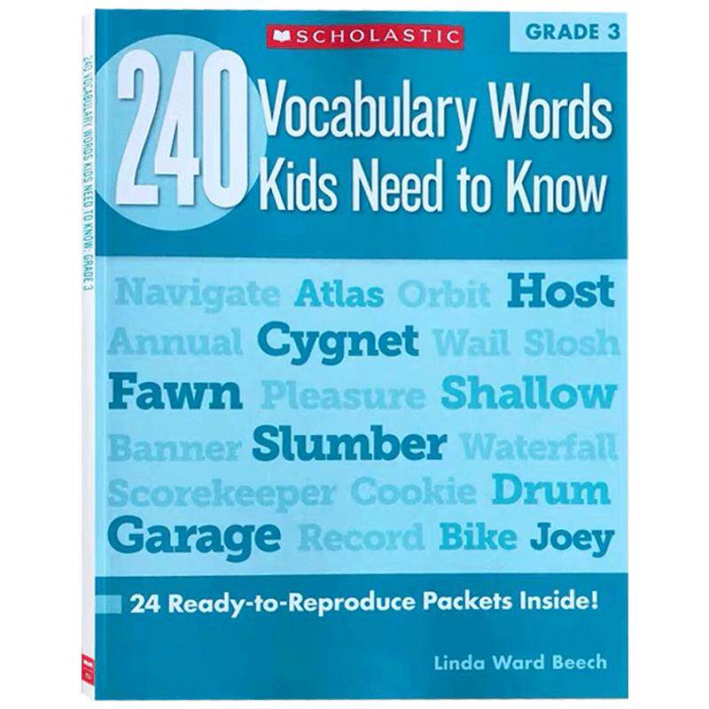 三年级孩子需要知道的240个单词240 Vocabulary Words Kids Need to Know: Grade3英文原版小学生家庭词汇作业练习册 课外读物
