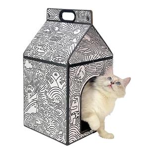 乌合集市纸箱猫窝猫抓板窝纸箱屋大号封闭式猫咪玩具猫别墅猫抓板