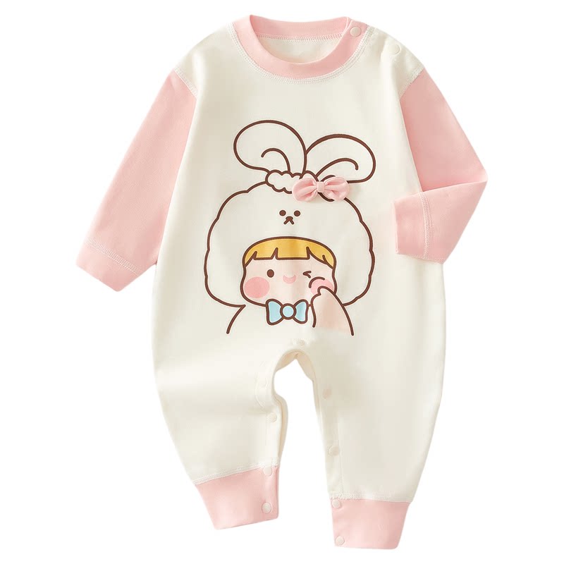 婴儿衣服春秋季新生儿连体衣初生满月宝宝a类纯棉哈衣卡通外出服