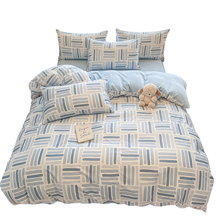 冬季加厚牛奶绒被套一面绒一面棉保暖四件套200x230ab面纯棉被罩4