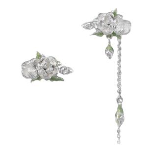 淡雅茉莉 原创无耳洞耳夹高级感冷淡耳骨夹不对称流苏耳挂新中式