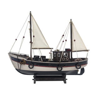 新品复古渔船模型装饰摆件木质手工艺品家居饰品帆船模型工艺品船