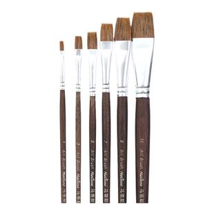 马蒂斯棕色上油杆狼毫圆扁峰画笔1868AB型  6支精品套装美术专用水粉丙烯丙粉油画勾线笔绘画通用笔