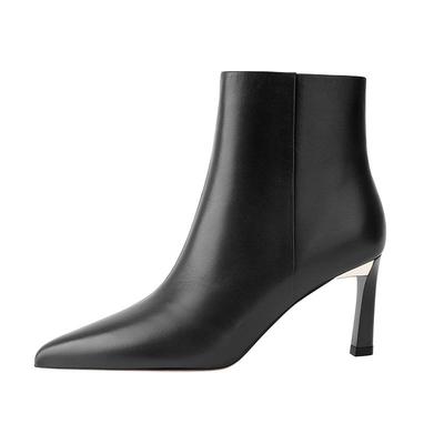 吴大叔红云鞋2025秋冬尖头女士短靴气垫缓震短靴百搭气质高跟女靴