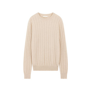 GOBI戈壁秋冬圆领绞花柔软保暖百搭男士纯羊绒针织衫毛衣MK223