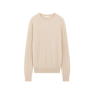 GOBI戈壁秋冬圆领绞花柔软保暖百搭男士纯羊绒针织衫毛衣MK223