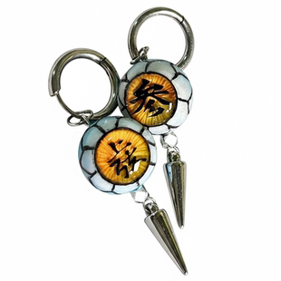 猗窝座同款耳环上弦之三眼球钛钢耳钉亚文化暗黑Y2K赛博朋克耳夹