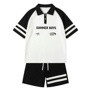 夏季短袖T恤男孩初高中学生帅气POLO衫青少年大童运动休闲上衣服