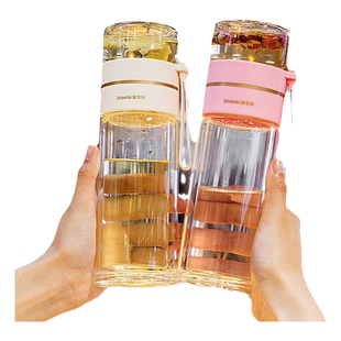 茶水分离玻璃杯双层隔热防烫水杯女夏季2023新款网红便携泡茶杯子