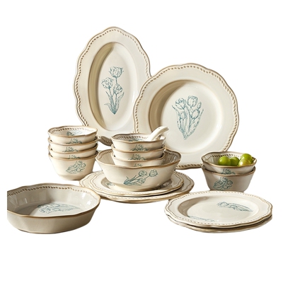 法式中古风碗碟套装家用乔迁新居