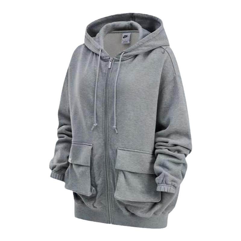 NIKE耐克女装2024秋季新款开襟法式毛圈连帽衫运动夹克FV7516-063