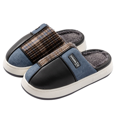 大嘴猴防水毛绒家居男士棉拖鞋