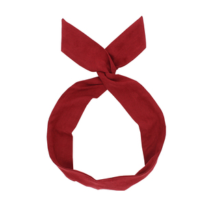 ACANE 酒红麂皮绒韩版日系文艺复古纯色交叉兔耳朵铁丝发带发饰品