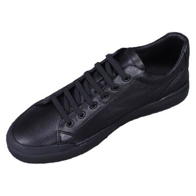 欧洲站男鞋2026春季新款真皮小黑鞋男日常百搭休闲鞋透气平底板鞋