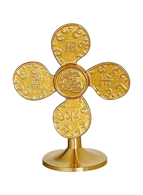 财源滚滚风生水起黄铜小风车摆件