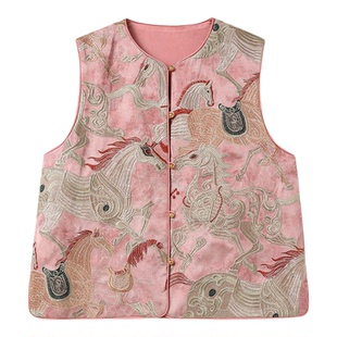 2026春季新款国风新中式高端新款无袖背心女上衣马到成功刺绣马甲