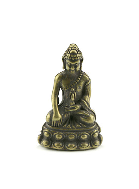 复古纯黄铜释迦摩尼佛像药师佛祖菩萨收藏供奉小摆件