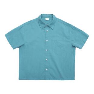 CountryMoment 成衣酵素洗美式纯色短袖衬衫男女Cleanfit短款衬衣