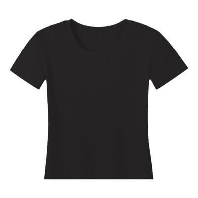 甜酷风收腰显瘦黑色正肩T恤