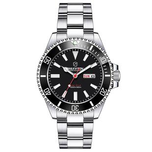 玛斯威顿太阳能黑水鬼男士手表商务防水机械式全自动手表男潜水表