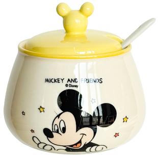 迪士尼联名陶瓷调料罐家用2026新款高颜值可爱风带勺辣椒油罐盐罐